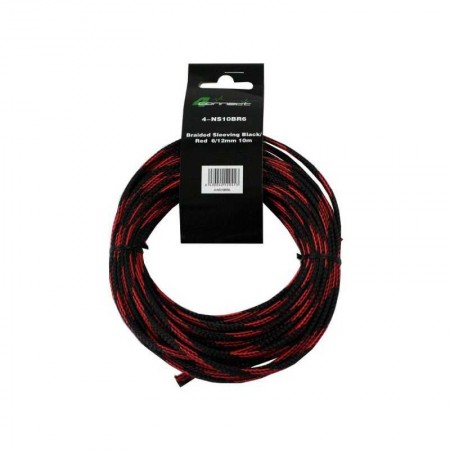 4 Connect 10 m Gaine nylon 6/12mm rouge et noir