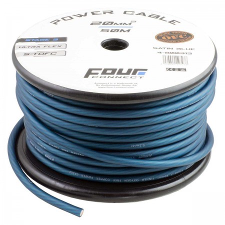 4 Connect 20 mm² S-TOFC Bleu Ultra flexible Stage 3 (100% cuivre étamé à l'Argent)