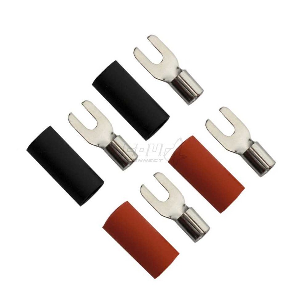 4 Connect 4 cosses fourche cuivre M3 (6.0mm2, 2x noir et 2x rouge)